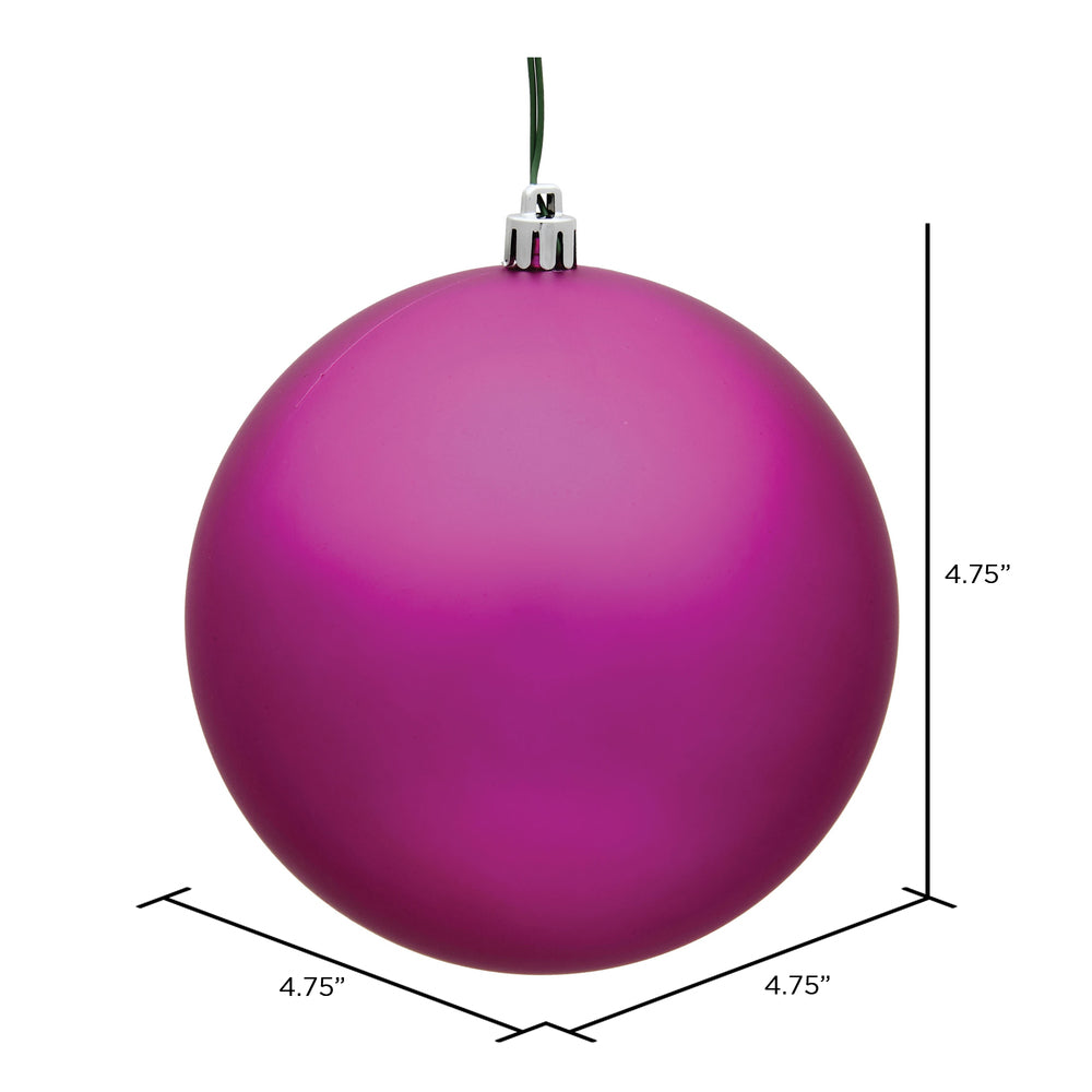 Vickerman 4.75" Fuchsia Matte Ball Ornament 4 per Bag