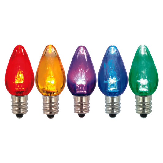 Vickerman C7 Twinkle Transparent Plastic LED Multi-color Dimmable Bulb 25 per Pabagck.