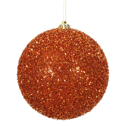 Vickerman 6" Burnished Orange Tinsel Ball Ornament 2 per Bag