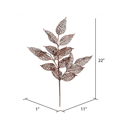 Vickerman 27" Chocolate Glitter Bay Leaf Lace Artificial Christmas Spray. Includes 12 sprays per pack.