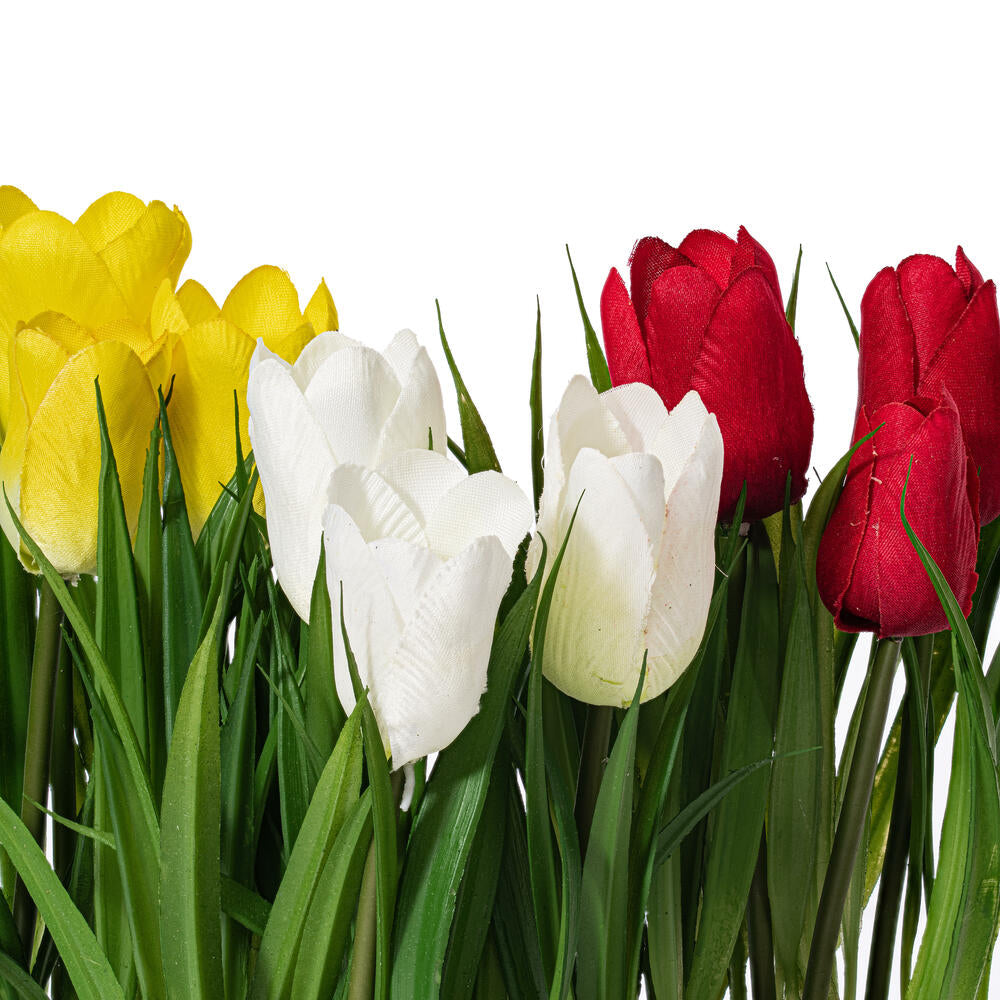 Vickerman 9.5" Artificial Assorted Set of Tulips in Metal Pot.