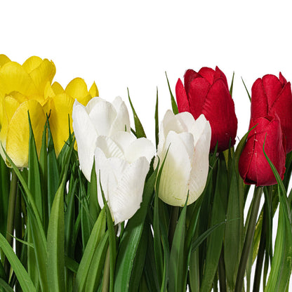Vickerman 9.5" Artificial Assorted Set of Tulips in Metal Pot.