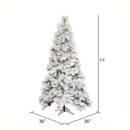 Vickerman 5.5' x 36" Flocked Atka Slim Artificial Christmas Tree Warm White LED lights.
