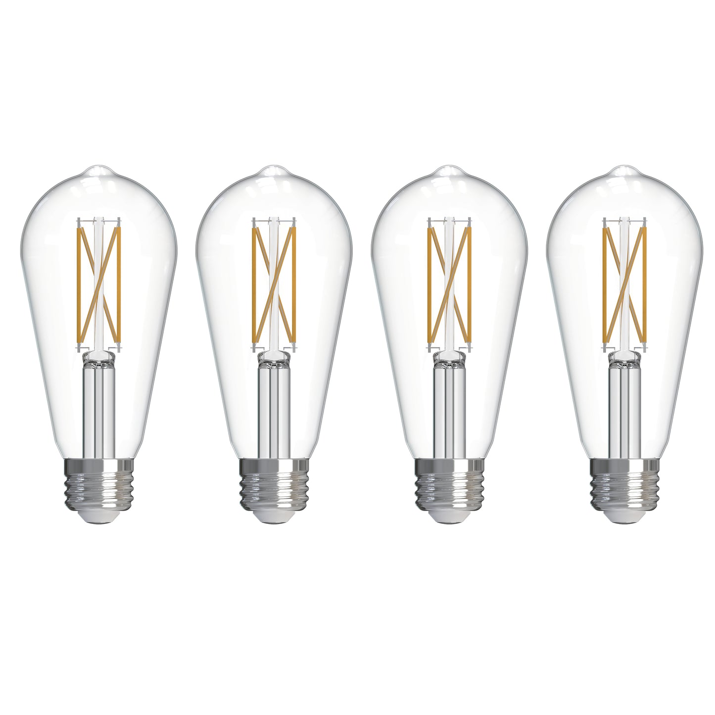 Bulbrite 776242 LED Filament Pack of 4, 7.6 Watt Dimmable ST18 Light Bulb with Clear Finish and Medium Screw E26 Base - 2700K(Warm White Light), 800 lumens