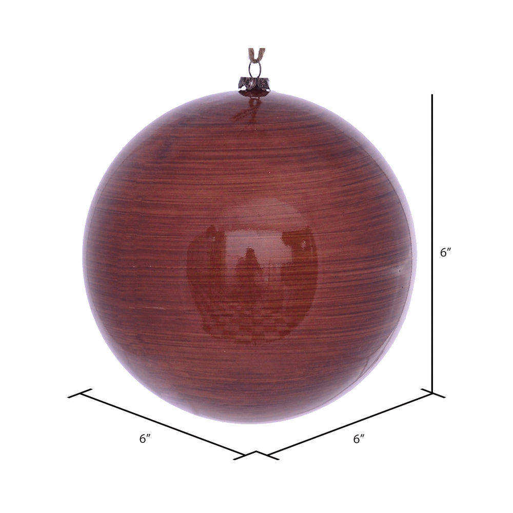 Vickerman 6" Copper Wood Grain Ball Ornament 3 per Bag