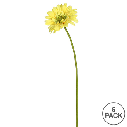 Vickerman 21" Artificial Yellow Gerbera Daisy Stem 6 per Bag