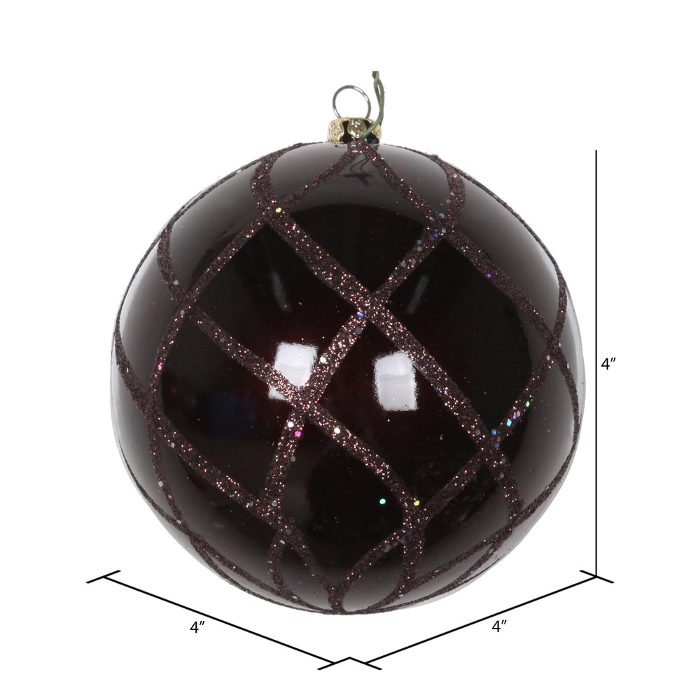 Vickerman 4" Chocolate Candy Glitter Net Ball Ornament 3 per Bag