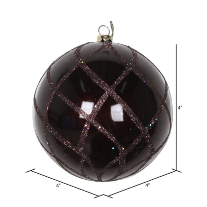 Vickerman 4" Chocolate Candy Glitter Net Ball Ornament 3 per Bag