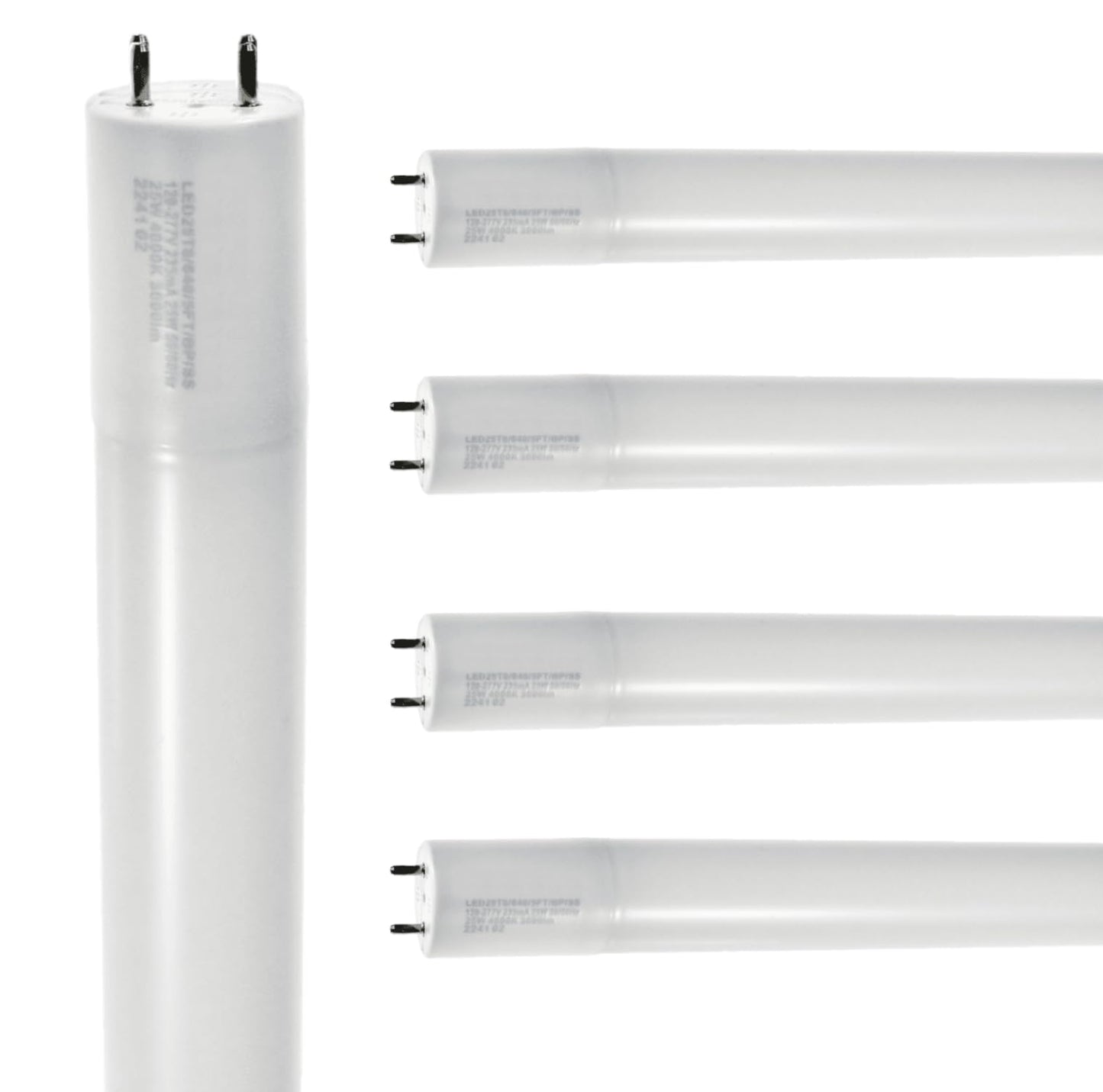 Damar- 59.63-Inch T8 LED Tube Light Bulb Safety Shielded Type B Single End Ballast Bypass 25W 3000 Lumen 4000K Cool White G13 Medium Bi-Pin Base 120-277V UL Listed Pack of 5- Fluorescent Replacement