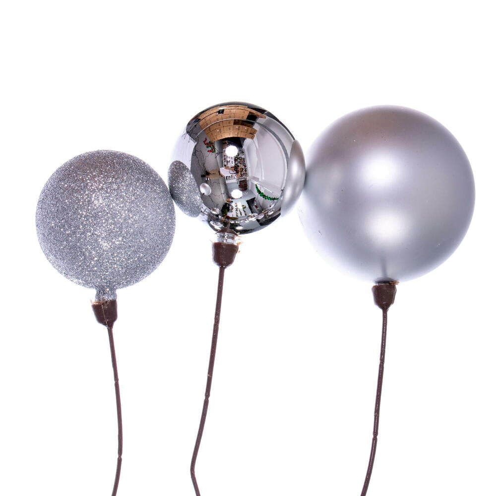 Vickerman 10' Silver Assorted Finish Branch Ball Ornament Garland.