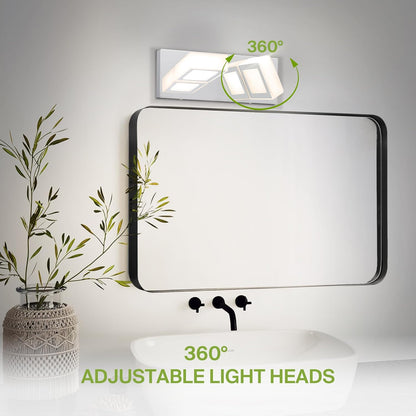 ASD Lighting LED Vanity 2-light 12W 120V with rotatable heads CCT Selectable 2700/3000/4000/5000/6000K Dimmable Chrome ETL