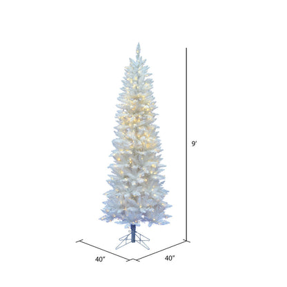 Vickerman 9' Sparkle White Spruce Pencil Artificial Christmas Tree Pure White LED Lights