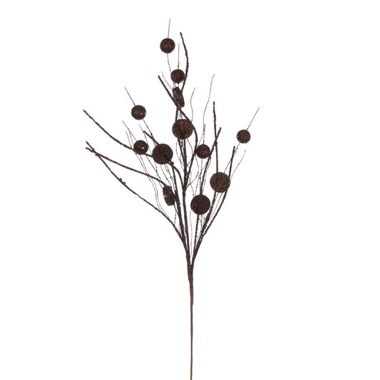 Vickerman 33" Chocolate Ball and Coin Glitter Twig Spray 6 per bag.