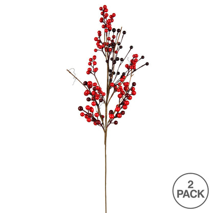 Vickerman 28" Artificial Red Berry Spray. Includes 2 sprays per pack.
