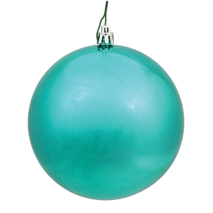 Vickerman 6" Teal Shiny Ball Ornament 4 per Bag