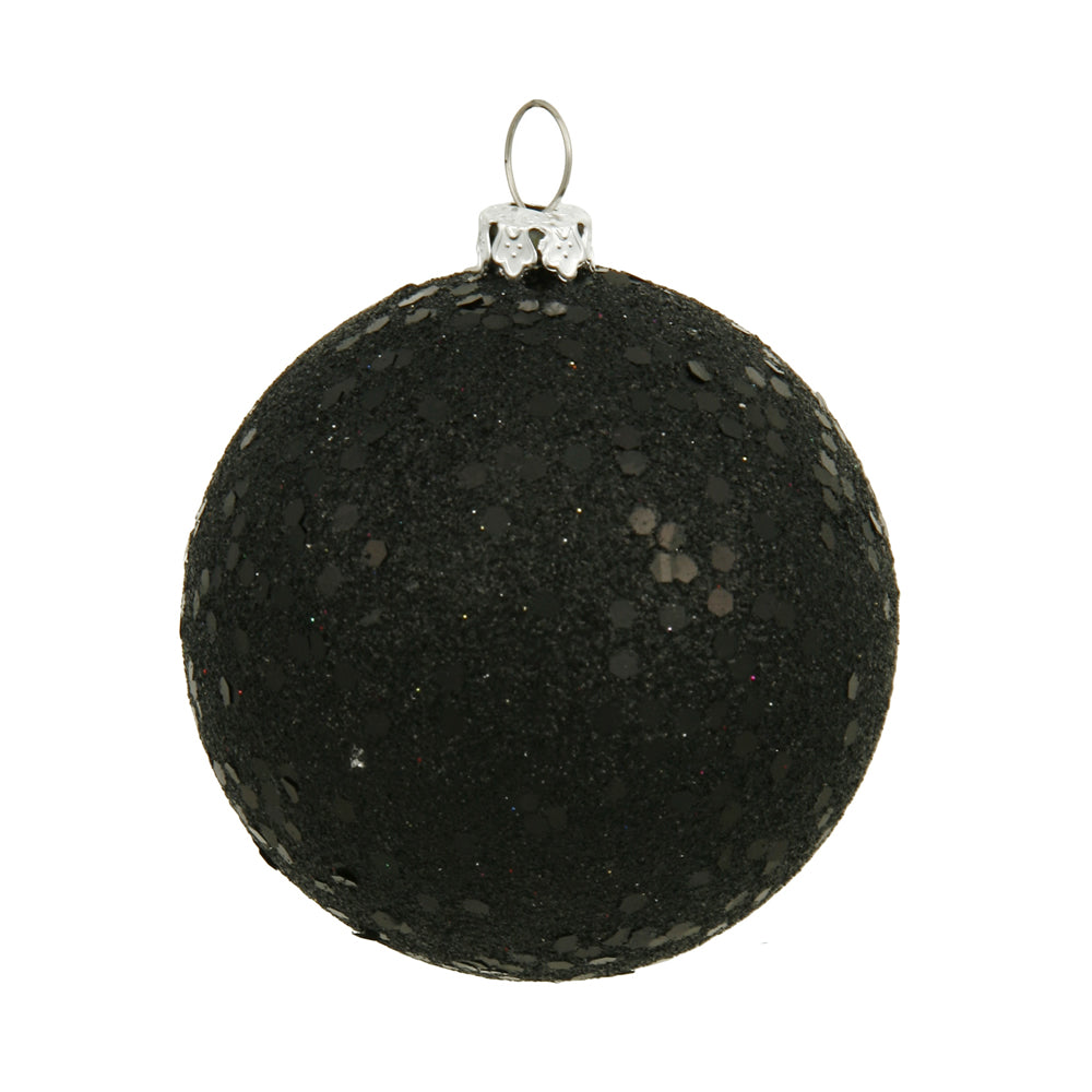 Vickerman 4" Black Sequin Ball Ornament 6 per Bag