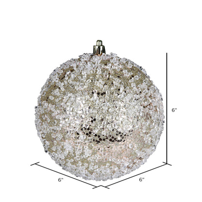 Vickerman 6" Champagne Glitter Hail Ball Ornament 4 per Bag