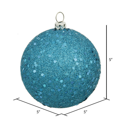 Vickerman 4.75" Turquoise Sequin Ball Ornament 4 per Bag