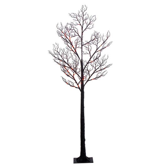 Vickerman 6' Black Twig Tree 96 Purple/Orange Lights.