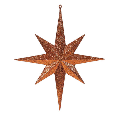 Vickerman 15.75" Burnished Orange Iridescent Glitter Bethlehem Star Christmas Ornament