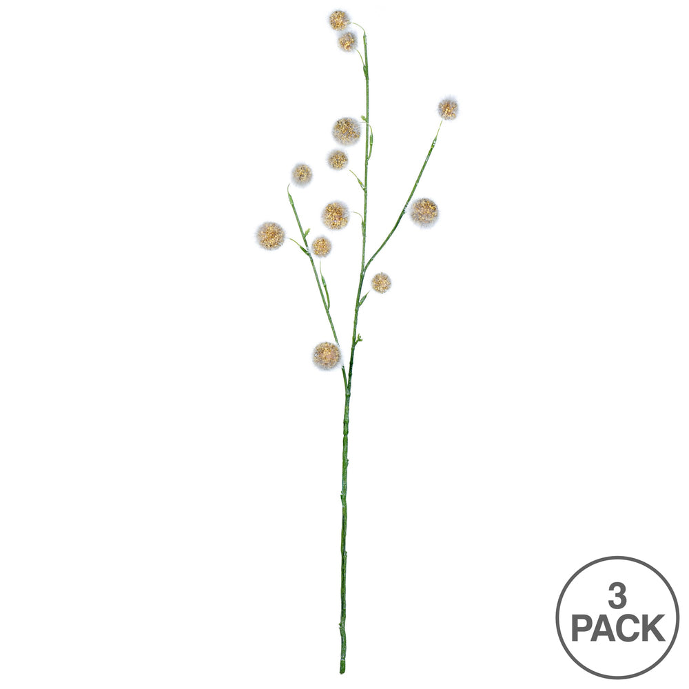 Vickerman 31" Artificial Yellow Pom Pom Spray. Includes 3 sprays per pack.