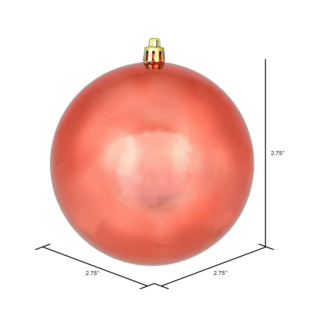 Vickerman 2.75" Coral Shiny Ball Ornament 12 per Bag