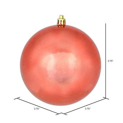 Vickerman 2.75" Coral Shiny Ball Ornament 12 per Bag