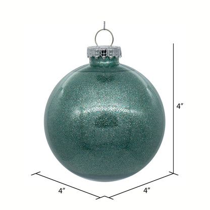 Vickerman 4" Clear Ball Christmas Ornament with Frosty Mint Glitter Interior 6 Pieces per bag