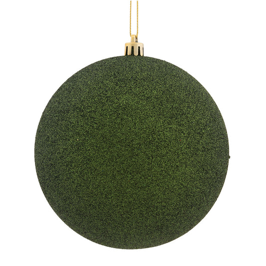 Vickerman 6" Moss Green Glitter Ball Ornament 4 per Bag