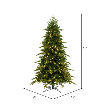 Vickerman 7.5' x 56" Kingston Fraser Fir Artificial Christmas Tree with Warm White LED Lights.