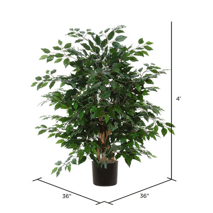Vickerman 4' Artificial Ficus Extra Full Bush Black Plastic Pot.