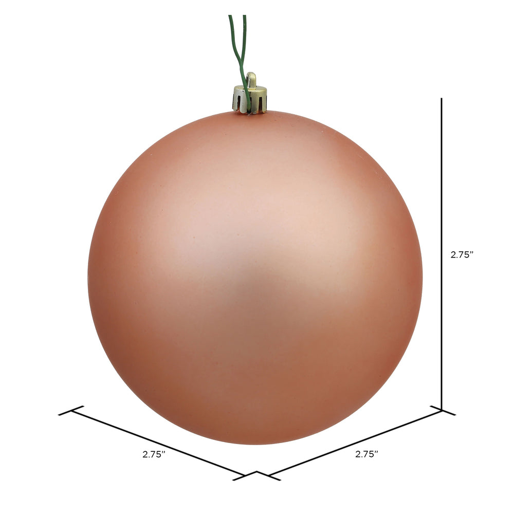 Vickerman 2.75" Rose Gold Matte Ball Ornament 12 per Bag