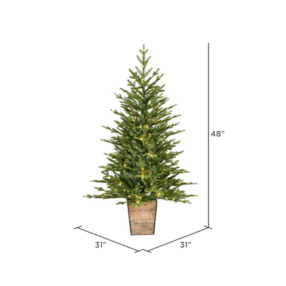 Vickerman 4' x 31" Gibson Slim Potted Pine Artificial Christmas Tree Warm White Dura-lit LED Lights