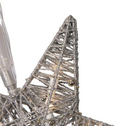 Vickerman 10 Light x 12.5" LED Silver 5 Point Star Tree Top Warm White LED Mini Lights.