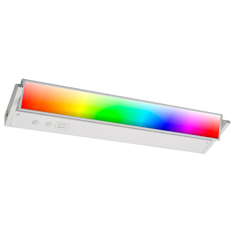 Westgate 24In Adj. Head Under Cab. 3Cct + 9 RGB Modes, Push-Button Control, Cords Incl., White, Undercabinet Lighting, 12W, 660 Lumens, 30K/40K/50K + RGB, White Finish None