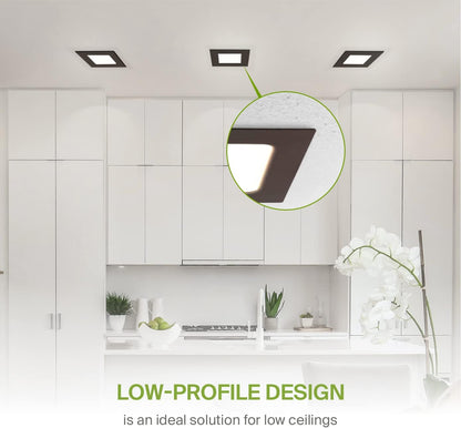 ASD Lighting LED Recessed Mini Panel Square 4inch 12W 120V Triac 2700/3000/3500/4000/5000K Bronze UL Energy Star 6 pack