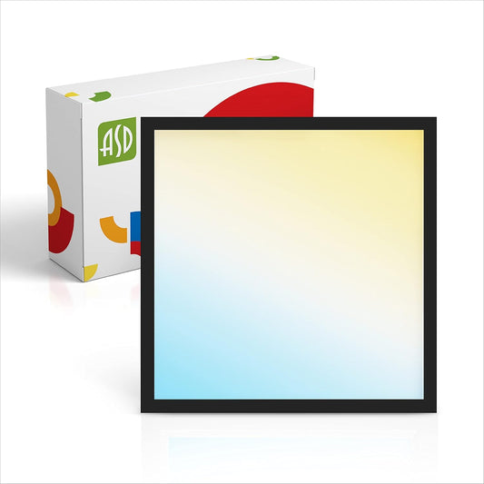 ASD Lighting LED Square Surface Mini Panel 12" 24W 120V CCT Selectable 3000/4000/5000K Dimmable Black ETL