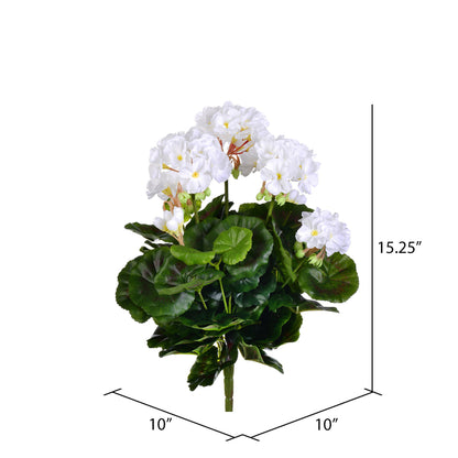 Vickerman 15.25" Artificial White Polyester Geranium Bush