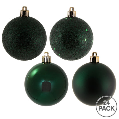 Vickerman 2.4" Midnight Green 4-Finish Ball Ornament Assortment 24 per Box