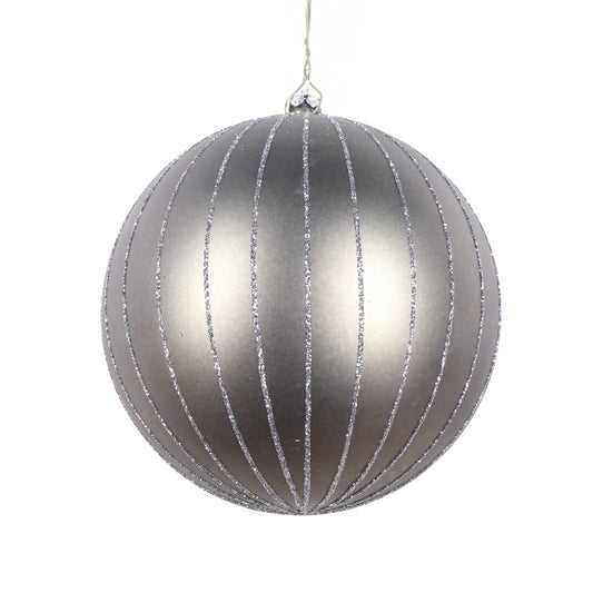 Vickerman 5" Pewter Matte Glitter Ball Christmas Ornament 4 pieces per bag
