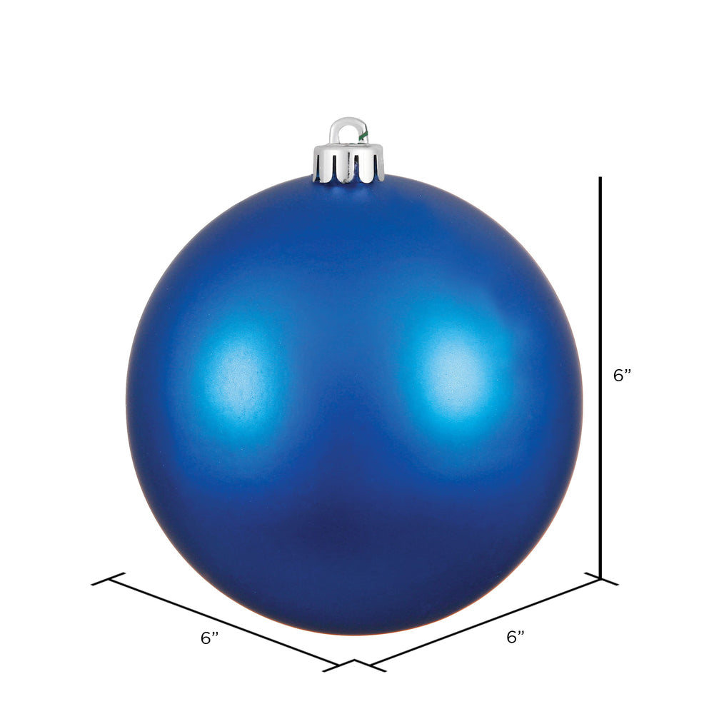 Vickerman 6" Blue Matte Ball Ornament 4 per Bag