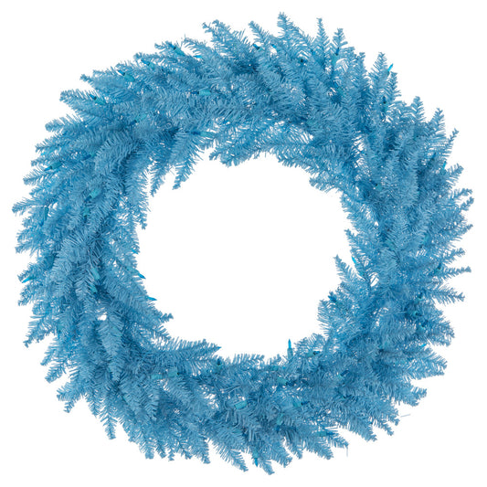 Vickerman 36" Sky Blue Artificial Christmas Wreath Blue Dura-lit Incandescent Mini Lights
