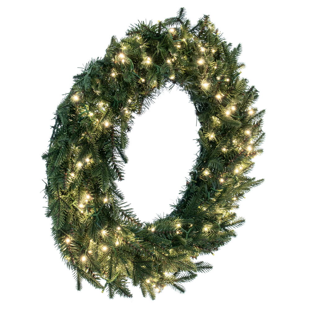 Vickerman 30" Kamas Fraser Fir Artificial Wreath with 200 Warm White Low Voltage 3mm Spider LED Lights and 480 PE/PVC Tips.