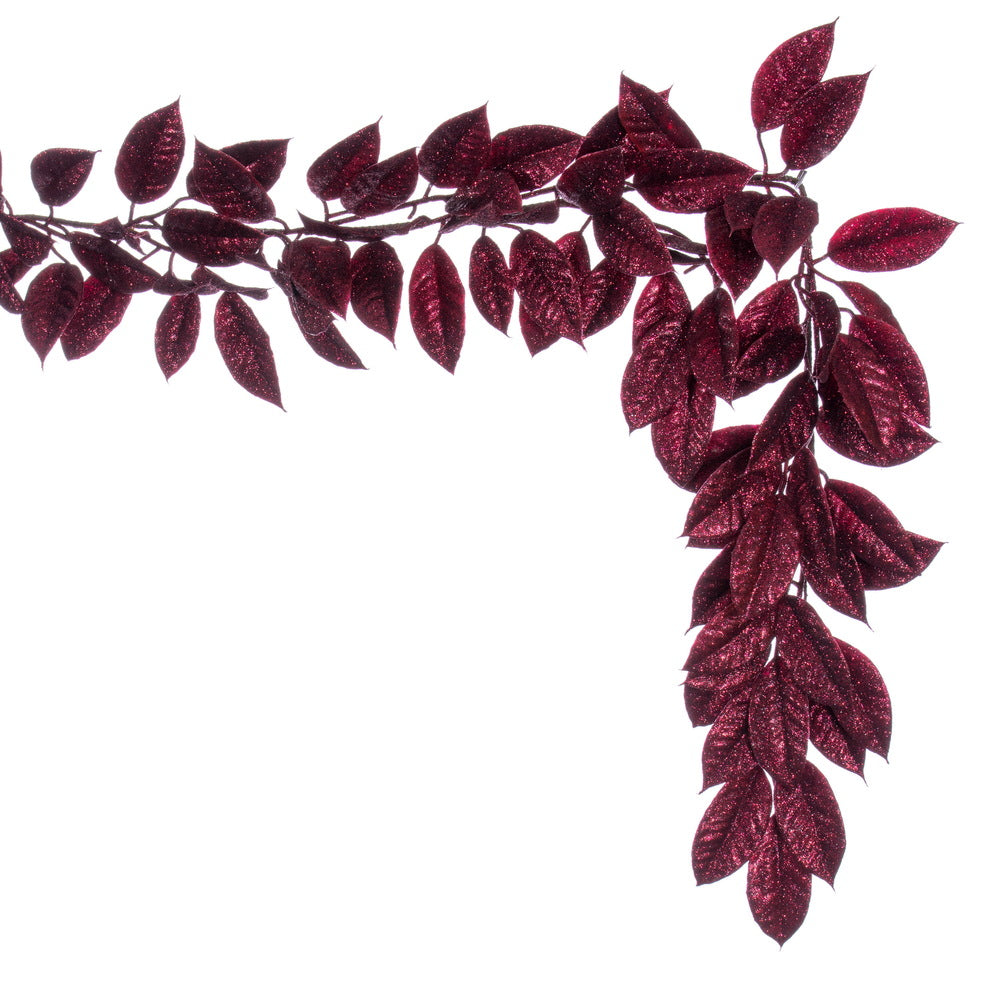 Vickerman 6' Burgundy Artificial Gardenia Glitter Garland.