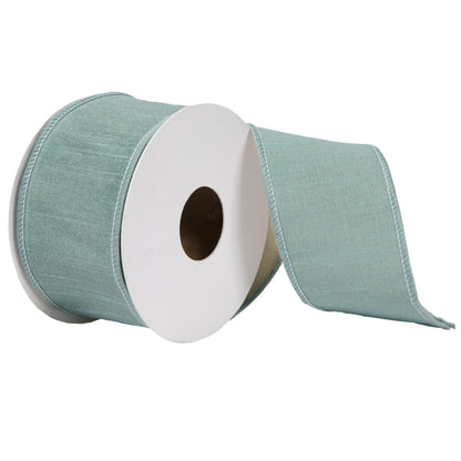 Vickerman 2.5" x 10 Yards Aqua Dupion Double Fused Dupion Ribbon