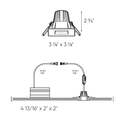 Dals Lighting Element 2-6 Inch Square Indoor/Outdoor Regressed Gimbal Down Light, 5CCT Selectable, 120-347V