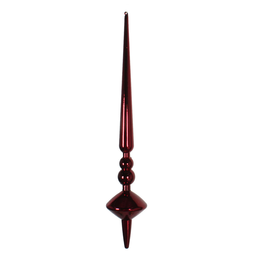 Vickerman 12" Wine Shiny Cupola Finial. This long finial ornament adds depth and texture to any holiday decorating project. Made with shatterproof plastic. Includes 3 pieces per bag.