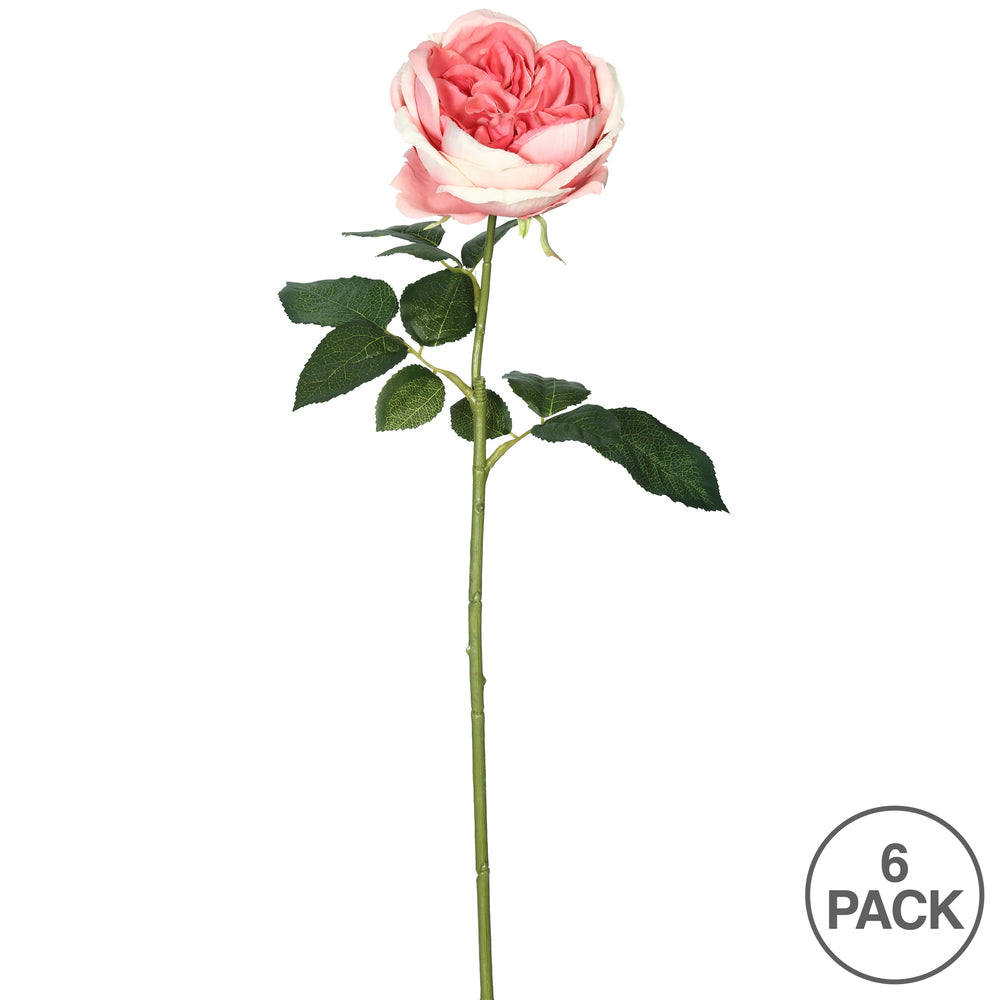 Vickerman 25" Artificial Dark Pink Open Rose Stem 6 per Bag