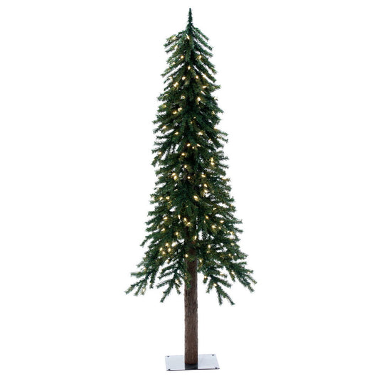 Vickerman 6' Natural Bark Alpine Artificial Christmas Tree Warm White Dura-lit LED Lights