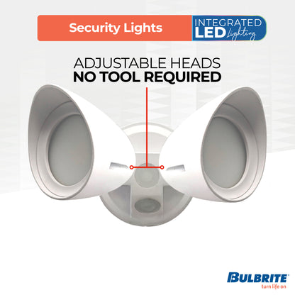 Bulbrite 773700 Wired Outdoor 2-Head LED Security Flood Light, White